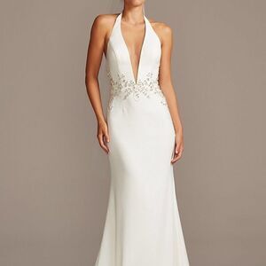 David’s Bridal embellished plunge wedding gown 2